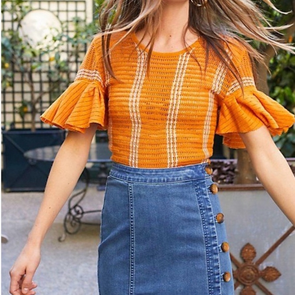 Free People Babes Only Striped Tee Woven. Size L. NWT